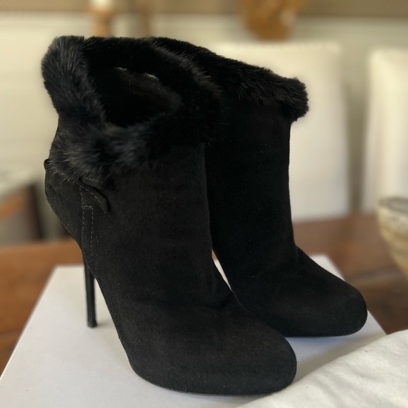 Christian Dior Suede Vision Mink Black Ankle Boots Booties 8.5 - Picture 7 of 11